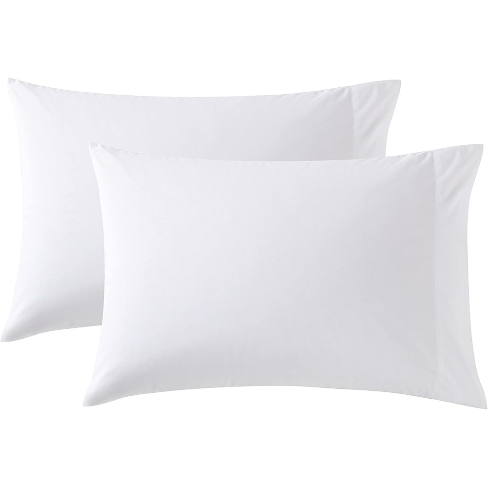 image:imageNautica Standard Pillowcase Set Cotton Percale Bedding Casual Home Decor Coleridge Stripe Charcoal 2 PieceSolid White