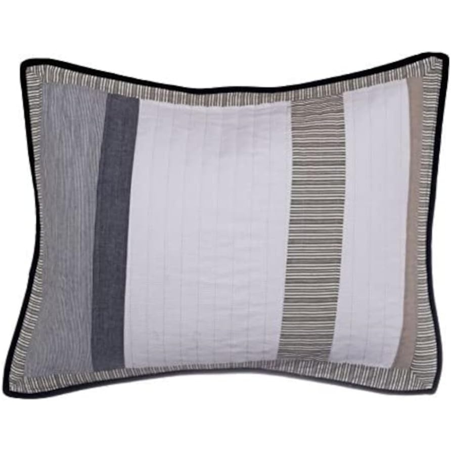 image:imageNautica Standard Quilted Sham Yarn Dyed Cotton Bedding with Reversible Plaid Design Lightweight Pillowcase College Dorm Room Essentials Adelson BlueTideway Tan