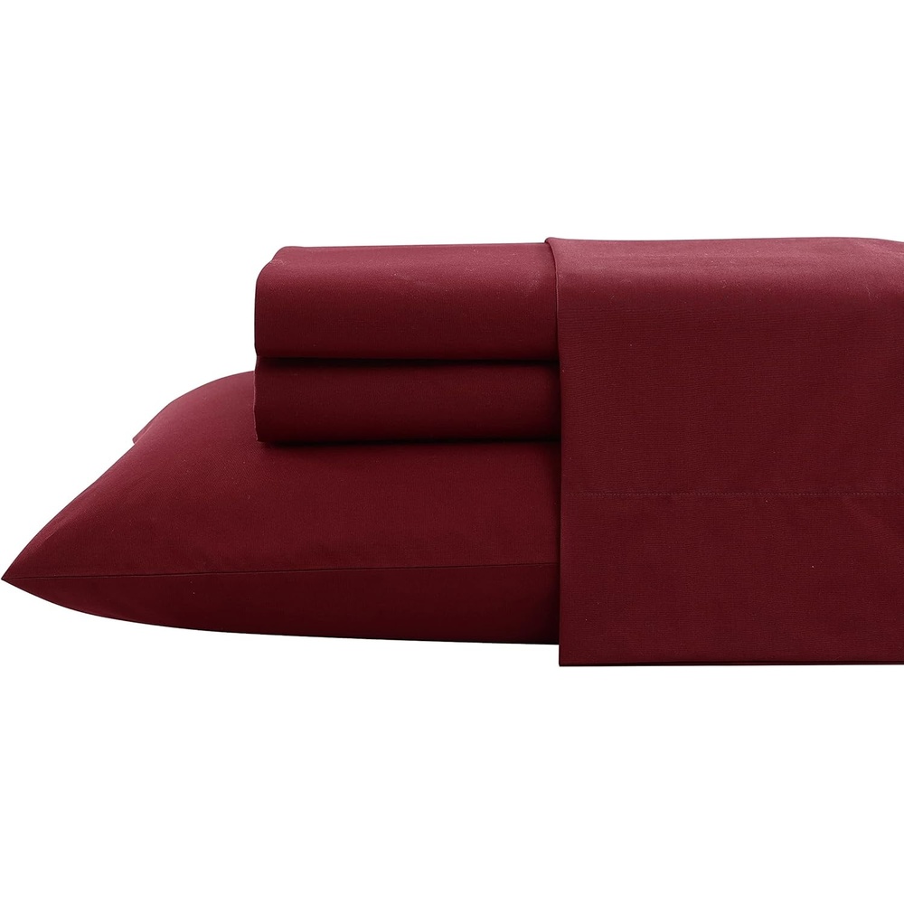 image:imageNautica Twin Bed Sheets Lightweight Cotton Percale Bedding Set with Matching Pillowcase Crisp amp Cool Dorm Essentials OekoTex Certified Bayview Solid GreenSolid Dark Red
