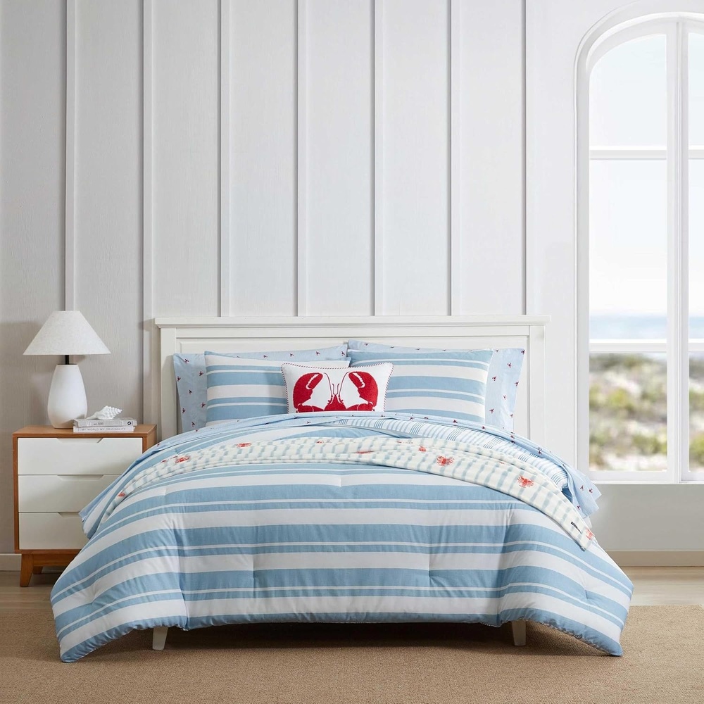 image:imageNautica  Twin Comforter Set Reversible Striped Bedding with a Naturally Soft Feel 2 Piece Bed Set with Matching Pillowcase Riverside StripeTayleur Stripe BlueRiverside StripeTayleur Stripe Blue