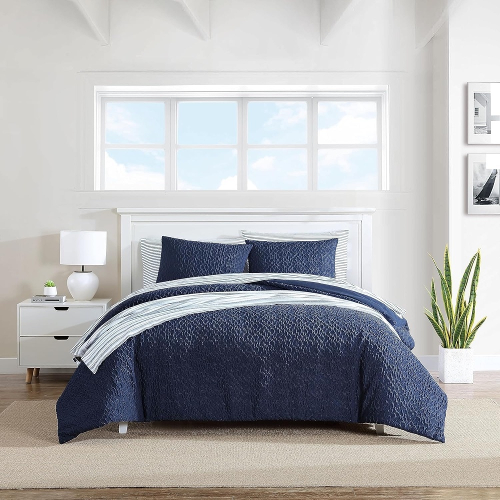 image:imageNautica  Twin Duvet Cover Set Soft amp Cozy Microfiber Bedding with Matching Sham All Season Home Decor Point Harbor Navy TwinPoint Harbor Navy