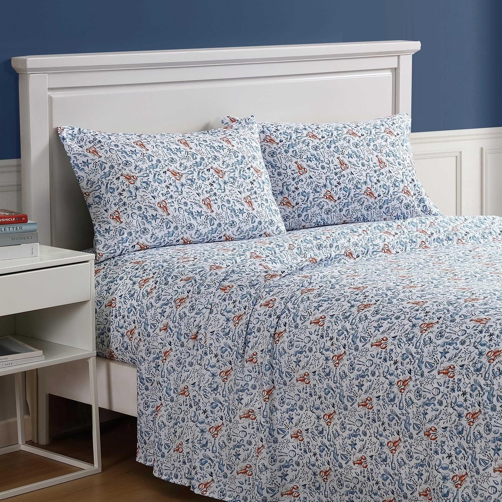 image:imageNautica Twin Size Sheet Set Crisp amp Cool Bedding with a Light and Breathable Feel 3 Piece Bed Sheets with Deep Pocket Fitted Sheet amp Matching Pillowcase Beasley Stripe GreenCoastal Fun Blue