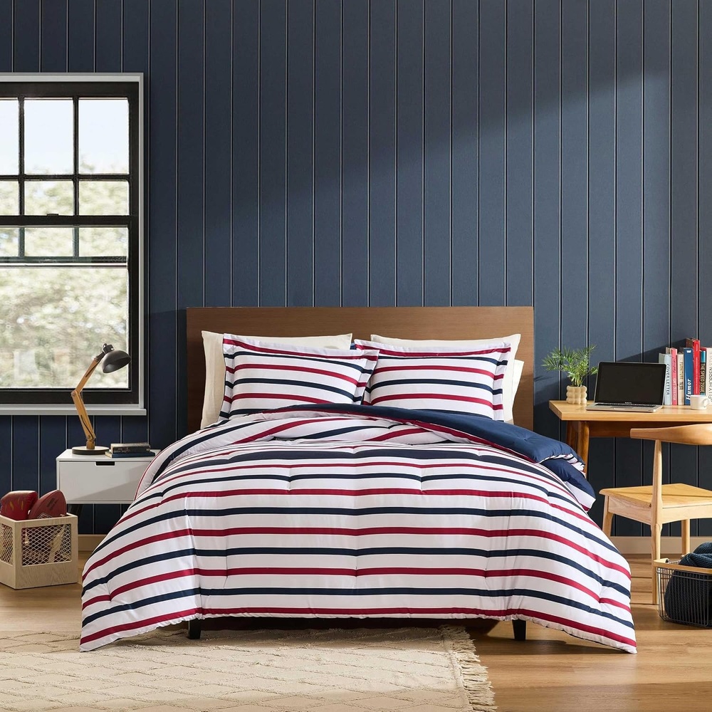 image:imageNautica Twin XL Comforter Set Soft amp Reversible Coastal Bedding with Matching Pillowcase Nautical Striped Bed Set Clove Hitch StripeSolid BlueClove Hitch StripeSolid Blue