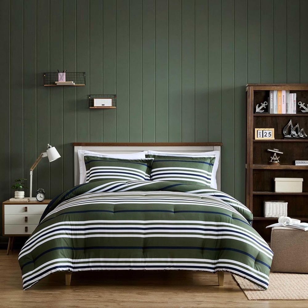 image:imageNautica Twin XL Comforter Set Soft amp Reversible Coastal Bedding with Matching Pillowcase Nautical Striped Bed Set Clove Hitch StripeSolid BlueUphaul StripeSolid Green