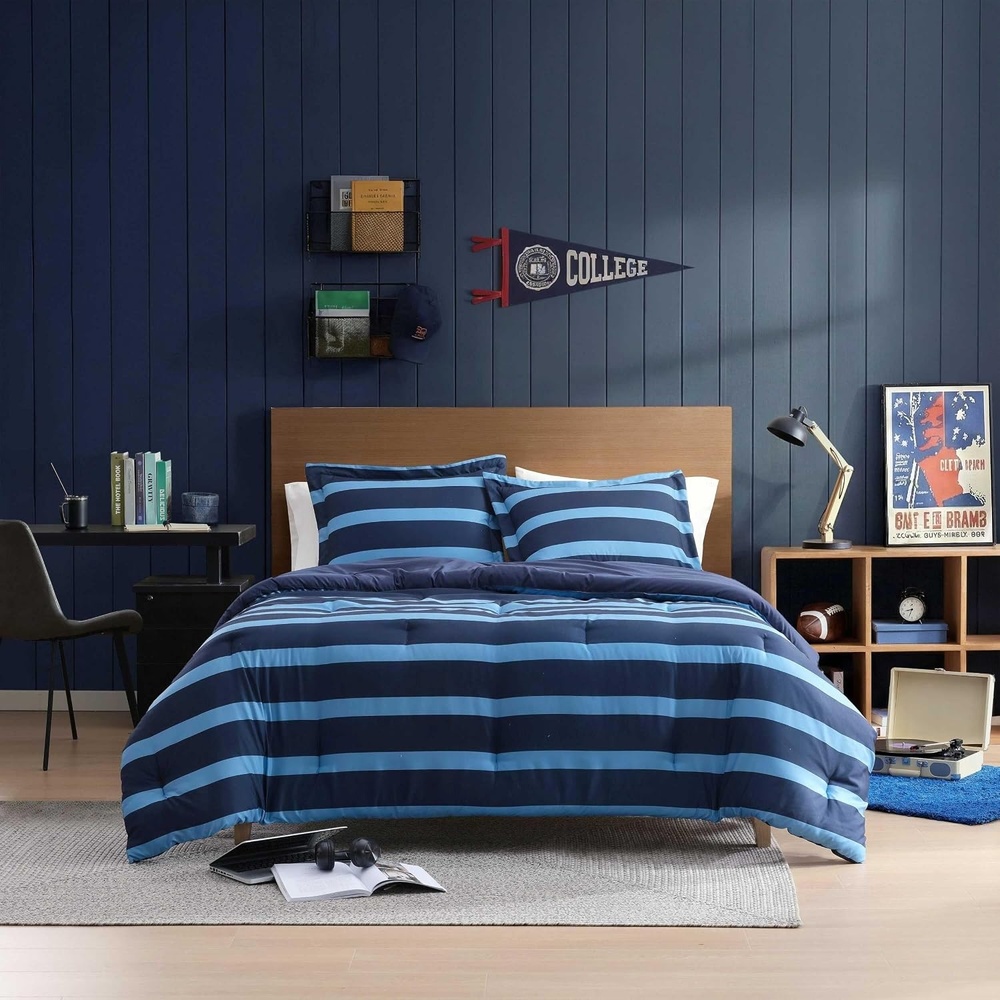 image:imageNautica Twin XL Comforter Set Soft amp Reversible Coastal Bedding with Matching Pillowcase Nautical Striped Bed Set Keelson StripeSolid BlueKeelson StripeSolid Blue