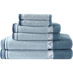 Nautica – Bath Towels, 100% Soft & Absorbent Plush Cotton Towels with Yarn Dye Loops, Medium Weight Bathroom Towels (Cruise Along Blue, 6 Piece)(Belle Castle Blue)