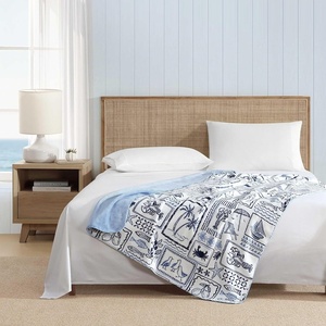 Nautica – Blanket, Ultra-Soft Plush Throw Blanket, Reversible & Oversized Bedding for Couch or Bed (Hillcrest Plaid/Stripe Red, 50″ x 70″)(Beach Collage/Penny Pinstripe Blue)