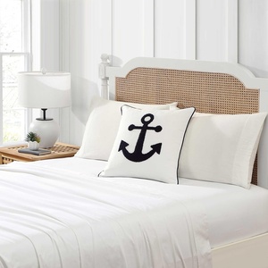 Nautica – Decorative Pillow, Soft & Plush Printed Throw Pillow, Square Pillow for Bed or Couch (Flag Blue, 18″ x 18″)(Anchor Loop Blue)