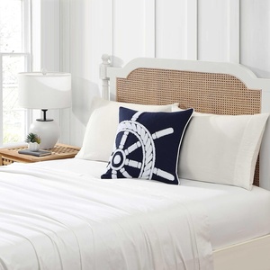 Nautica – Decorative Pillow, Soft & Plush Printed Throw Pillow, Square Pillow for Bed or Couch (Flag Blue, 18″ x 18″)(Ships Wheel Blue)
