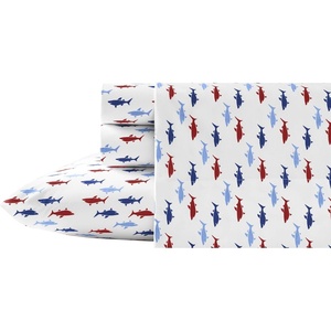 Nautica – Full Size Sheet Set, Crisp Cotton Percale Bedding with Matching Pillowcases, Lightweight & Breathable Bed Sheets, Deep Pocket, College Dorm Room Essentials (Whitewood Sail Blue)(Costazul Blue/Red/White)