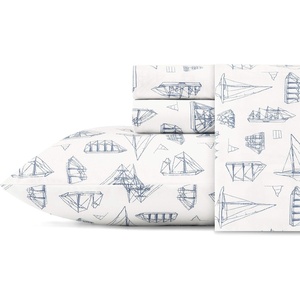 Nautica – Full Size Sheet Set, Crisp Cotton Percale Bedding with Matching Pillowcases, Lightweight & Breathable Bed Sheets, Deep Pocket, College Dorm Room Essentials (Whitewood Sail Blue)(Whitewood Sail)