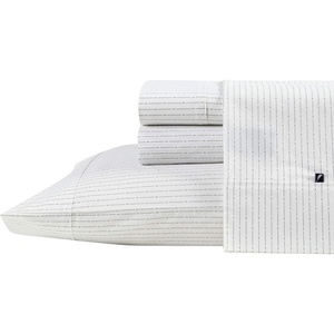 Nautica – Full Size Sheet Set, Crisp Cotton Percale Bedding with Matching Pillowcases, Lightweight & Breathable Bed Sheets, Deep Pocket, College Dorm Room Essentials (Whitewood Sail Blue)(Buoy Line)