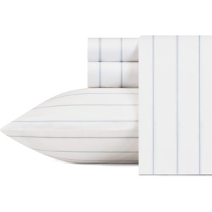 Nautica – Full Size Sheet Set, Crisp Cotton Percale Bedding with Matching Pillowcases, Lightweight & Breathable Bed Sheets, Deep Pocket, College Dorm Room Essentials (Whitewood Sail Blue)(Skippers Island)