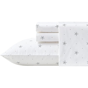 Nautica – Full Size Sheet Set, Crisp Cotton Percale Bedding with Matching Pillowcases, Lightweight & Breathable Bed Sheets, Deep Pocket, College Dorm Room Essentials (Whitewood Sail Blue)(Star Spangled Coastal)