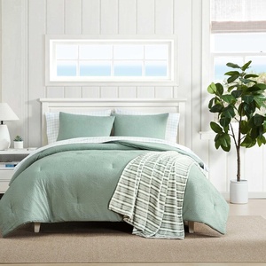 Nautica – Queen Comforter Set, Soft & Reversible Bedding with an Embossed Texture, 8-Piece Bonus Bed Set with Matching Bed Sheets, Shams, Pillowcases & Plush Throw (Broken Lines Green)(Broken Lines Green)