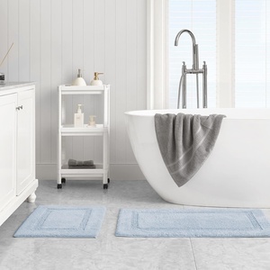 Nautica – Runner Rug, Soft & Absorbent Tufted Cotton Bath Rug with Skid-Resistant Backing, Oeko-Tex Certified (Peniston White, 24″ x 40″)(Peniston Blue)