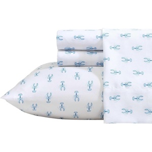 Nautica – Sheet Set, Breathable & Cooling Microfiber Bedding with Matching Pillowcase, Deep Pocket, Fully Elasticized (Coastal Coral Ocean Breeze Blue, Twin)(Nantucket Lobster Ocean Breeze Blue)