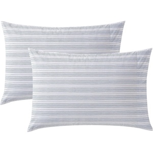 Nautica – Standard Pillowcase Set, Cotton Percale Bedding, Casual Home Decor (Coleridge Stripe Charcoal, 2 Piece)(Beaux Stripe Blue)