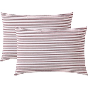 Nautica – Standard Pillowcase Set, Cotton Percale Bedding, Casual Home Decor (Coleridge Stripe Charcoal, 2 Piece)(Coleridge Stripe Red)