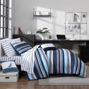 Nautica – Standard Quilted Sham, Yarn Dyed Cotton Bedding with Reversible Plaid Design, Lightweight Pillowcase, College Dorm Room Essentials (Adelson Blue)(Colton Blue)