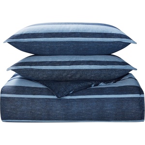 Nautica – Standard Quilted Sham, Yarn Dyed Cotton Bedding with Reversible Plaid Design, Lightweight Pillowcase, College Dorm Room Essentials (Adelson Blue)(Navy/Blue)