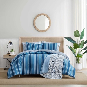 Nautica – Twin Comforter Set, Reversible Striped Bedding with a Naturally Soft Feel, 2 Piece Bed Set with Matching Pillowcase (Gilpin Stripe/Penny Pinstripe Blue)(Gilpin Stripe/Penny Pinstripe Blue)