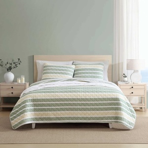 Nautica – Twin Quilt Set, Soft & Reversible Cotton Bedding with a Smooth Finish, 2 Piece Coastal Bed Set with Matching Pillowcase (Seashore Stitch Pink)(Varadero Stripe/Penny Pinstripe Beige)