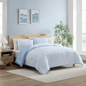 Nautica – Twin XL Size Comforter Set, Reversible & Soft Bedding Set with Matching Pillowcase, Nautical Stripe Bedroom Bedding, Park Stripe Sage Green(Chambray Waves Solid Blue)