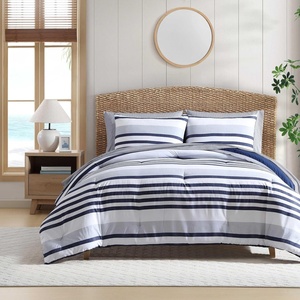 Nautica – Twin/Twin XL Comforter Set, 5 Piece Soft Microfiber Bed in a Bag with Bed Sheets and Pillowcases, Lightweight All-Season Comforter, Reversible Stripe Design, Palm Coast Stripe Blue(Palm Coast/Stripe Blue)