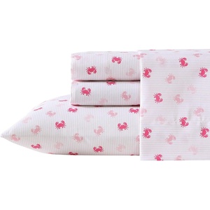 Nautica Kids – Twin XL Sheet Set, Ultra-Soft Microfiber Bedding with Fully Elastic Fitted Sheet, Coastal Kids Bed Set with Pillowcase, Easy Care Bedding (Branson Sharks)(Axton Crab Pink)