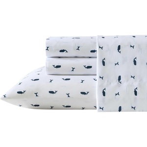 Nautica Kids – Twin XL Sheet Set, Ultra-Soft Microfiber Bedding with Fully Elastic Fitted Sheet, Coastal Kids Bed Set with Pillowcase, Easy Care Bedding (Branson Sharks)(Caspian Whales Navy)
