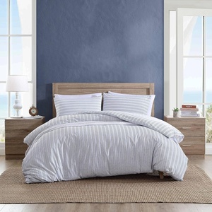 Nautica- Queen Duvet Cover, Cotton Reversible Bedding with Button Closure, Casual Home Décor for All Seasons (Coleridge Stripe Red, Queen)(Beaux Stripe Blue)