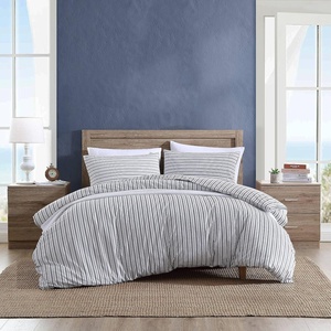 Nautica- Queen Duvet Cover, Cotton Reversible Bedding with Button Closure, Casual Home Décor for All Seasons (Coleridge Stripe Red, Queen)(Coleridge Stripe Charcoal)