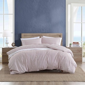 Nautica- Queen Duvet Cover, Cotton Reversible Bedding with Button Closure, Casual Home Décor for All Seasons (Coleridge Stripe Red, Queen)(Coleridge Stripe Red)