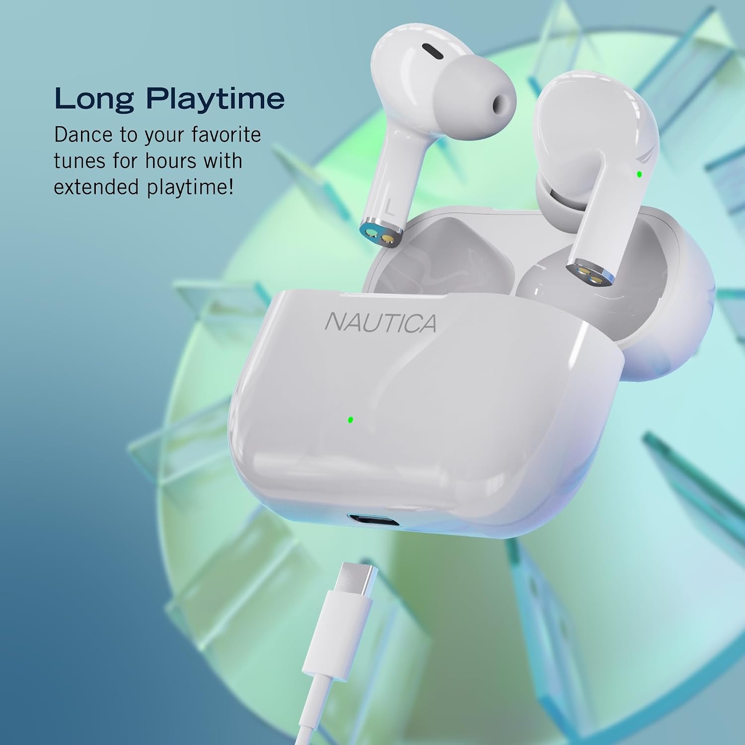 image:imageNAUTICA Bluetooth Earbuds 6 Hours Playtime Bluetooth 51 HandsFree Stereo Calls Fast Auto Pair IPX5 Splashproof Wireless Lightweight Design for iOS Android WhiteWhite