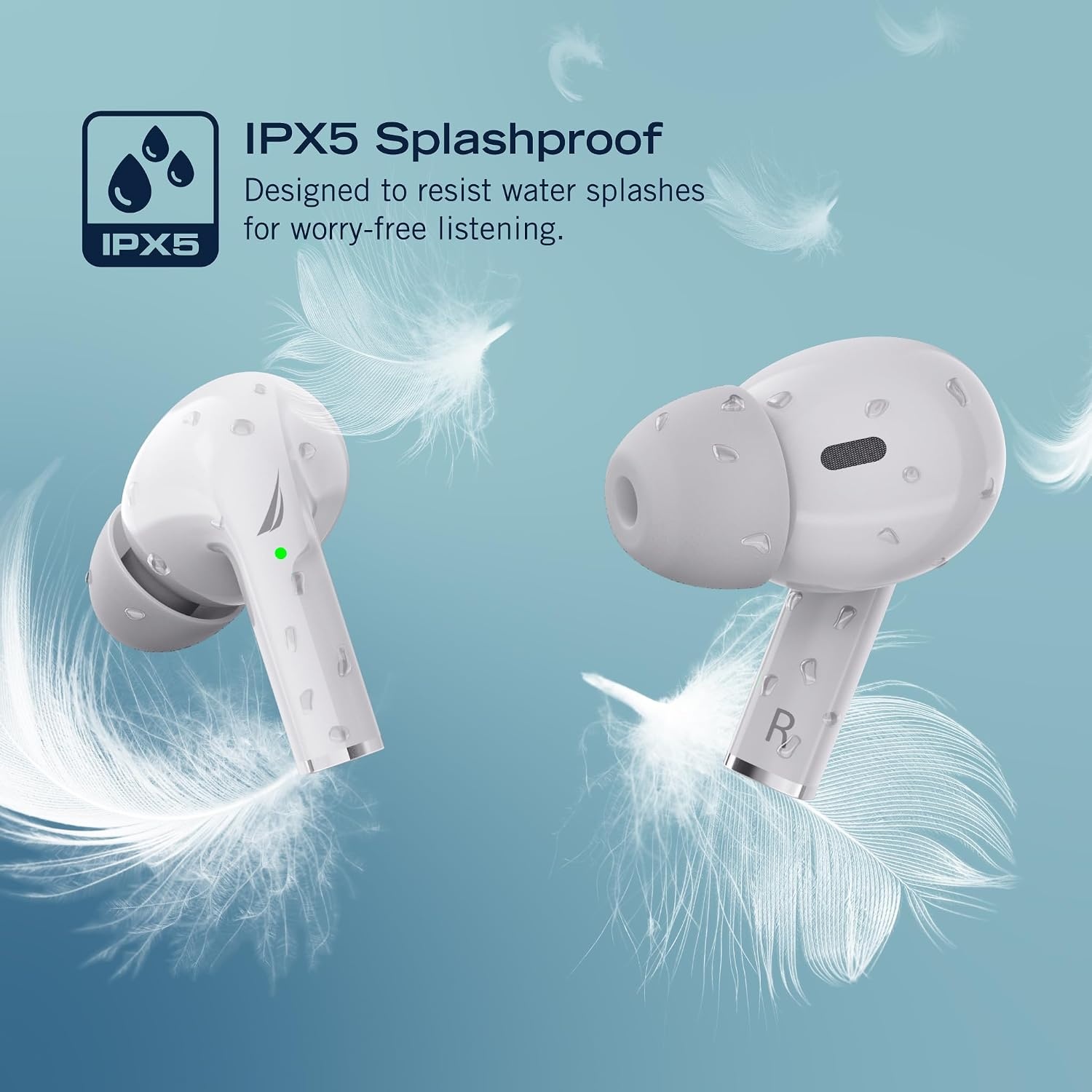 image:imageNAUTICA Bluetooth Earbuds 6 Hours Playtime Bluetooth 51 HandsFree Stereo Calls Fast Auto Pair IPX5 Splashproof Wireless Lightweight Design for iOS Android WhiteWhite