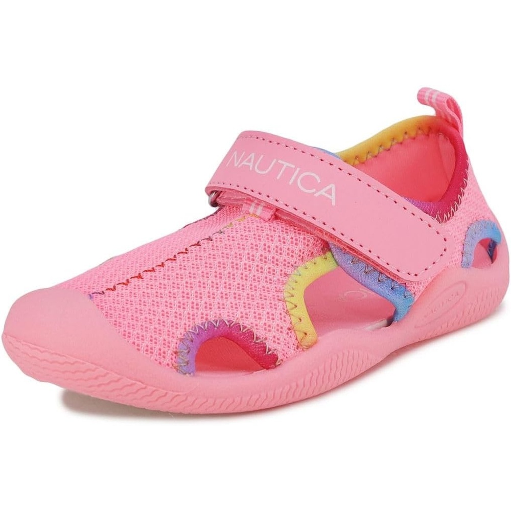 image:imageNautica Kids Water Shoes for Boys Girls Toddler Quick Dry Swim Shoes Aqua Socks Beach Pool Closed Toe Barefoot Summer Watershoes for Toddlers Size 512Pink Rainbow