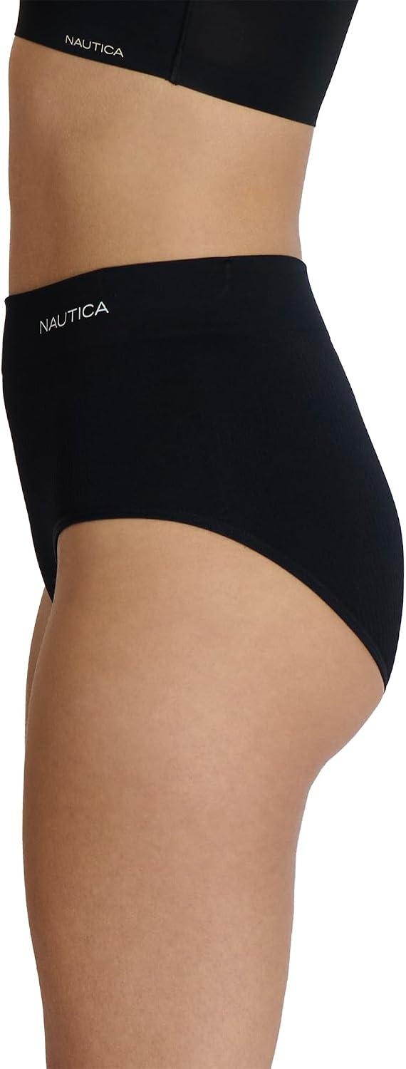 image:imageNautica Womens Seamless Ribbed Knit Brief Underwear Set 5PackSoft TaupeBlackWhiteMd Heather GreyNocturnal Navy