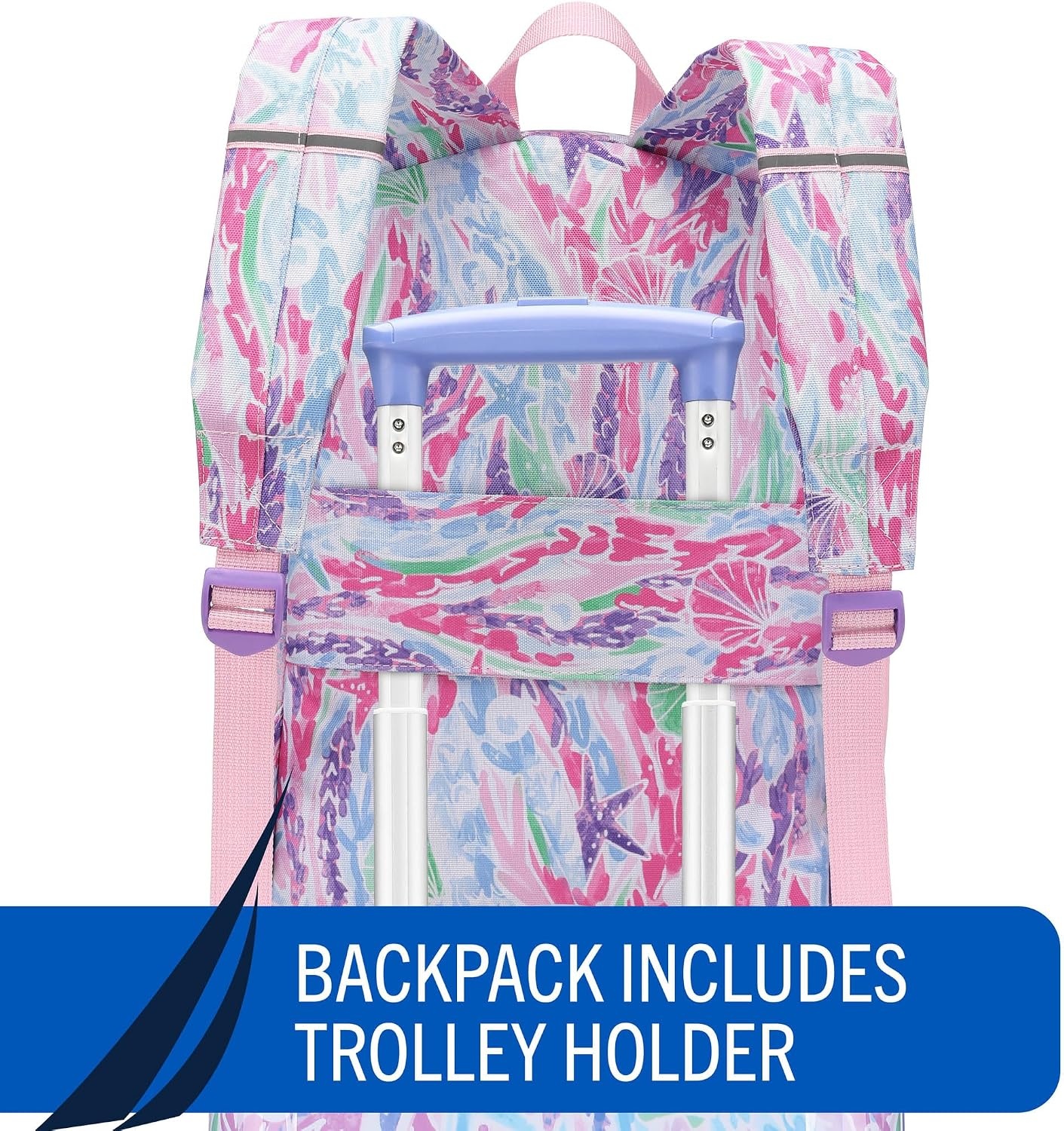 image:imageNautica Kids 5pc Luggage Set 18 Hardside Carryon Suitcase Pastel Shell Airline Approved Rolling Upright With Wheels 5pc Travel SetPastel Shell 5pc Travel Set