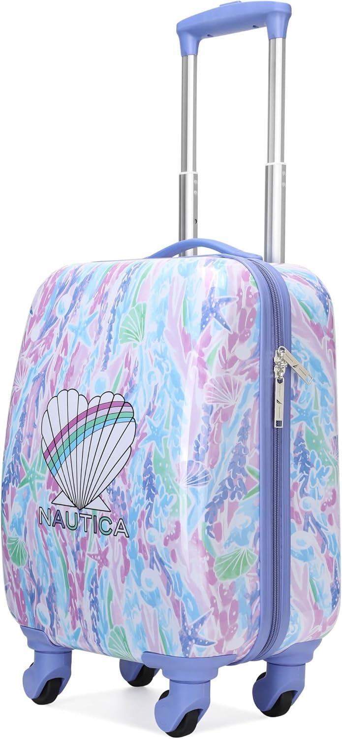 image:imageNautica Kids 5pc Luggage Set 18 Hardside Carryon Suitcase Pastel Shell Airline Approved Rolling Upright With Wheels 5pc Travel SetPastel Shell