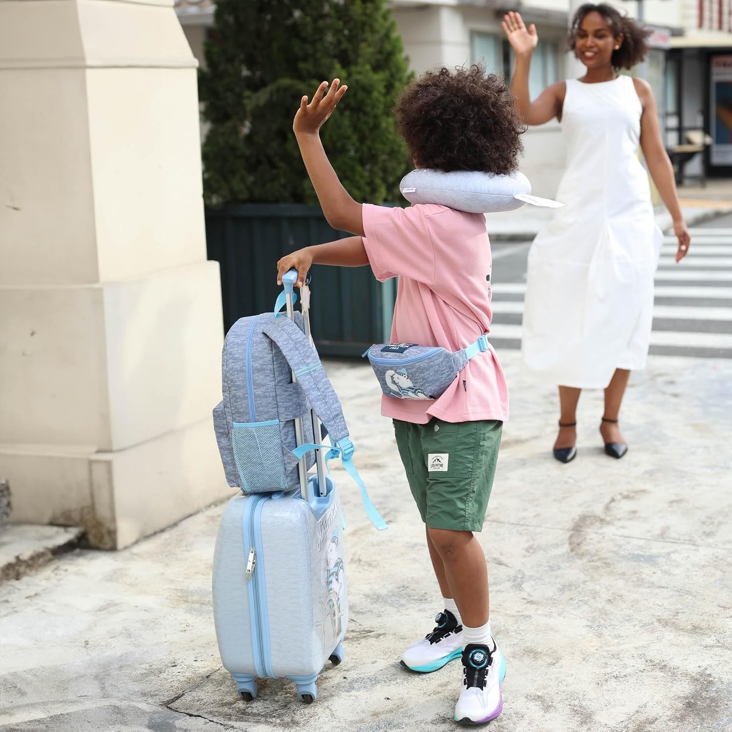 image:imageNautica Kids 5pc Luggage Set 18 Hardside Carryon Suitcase Pastel Shell Airline Approved Rolling Upright With Wheels 5pc Travel SetPolar Voyage 5pc Travel Set