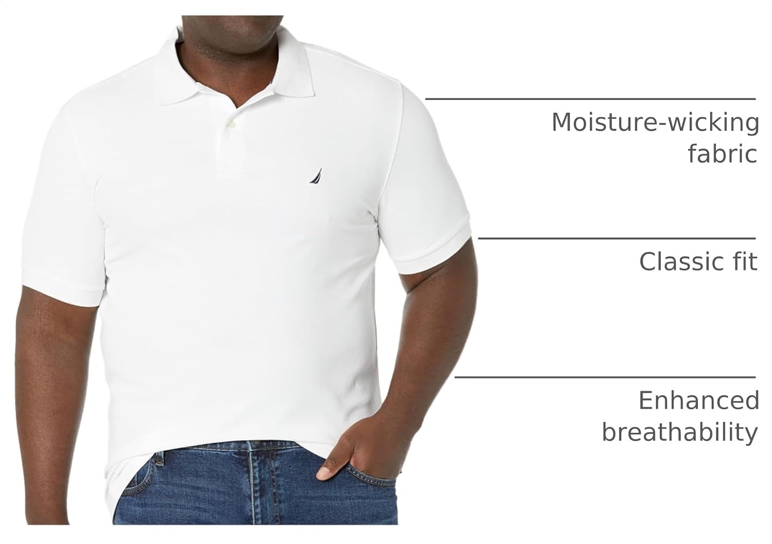 image:imageNautica Mens Short Sleeve Solid Deck Polo Shirt ShirtBright White
