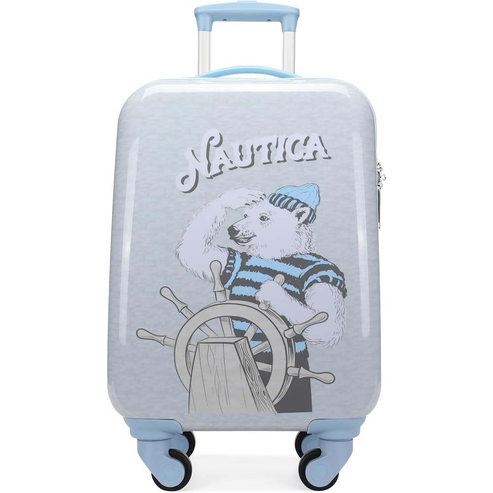 image:imageNautica Kids 5pc Luggage Set 18 Hardside Carryon Suitcase Pastel Shell  Airline Approved Rolling Upright With Wheels 5pc Travel SetPolar Voyage
