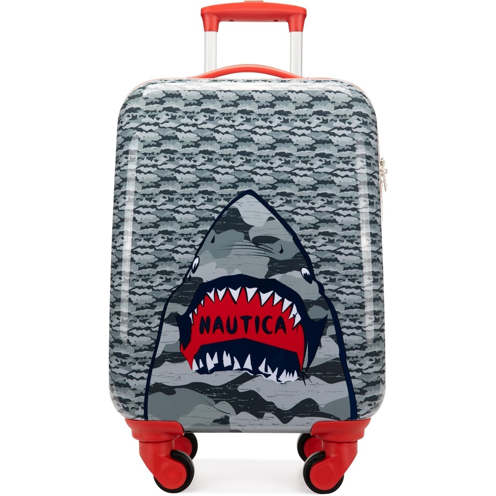 image:imageNautica Kids 5pc Luggage Set 18 Hardside Carryon Suitcase Pastel Shell Airline Approved Rolling Upright With Wheels 5pc Travel SetShark Attack