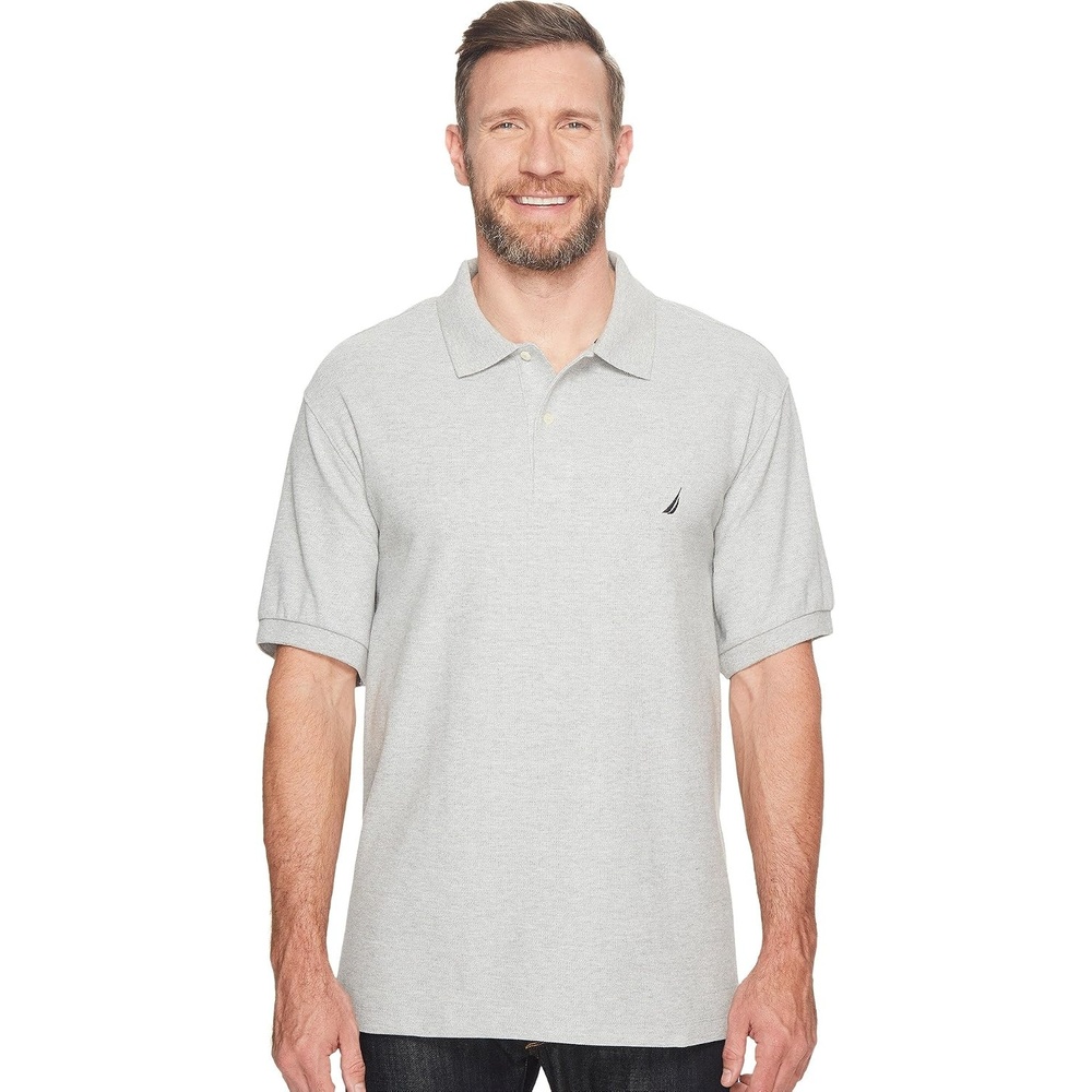 image:imageNautica Mens Short Sleeve Solid Deck Polo Shirt ShirtGrey Heather