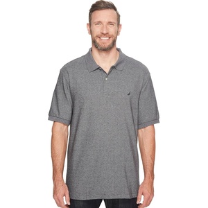 Nautica Men’s Short Sleeve Solid Deck Polo Shirt Shirt(Charcoal Heather)