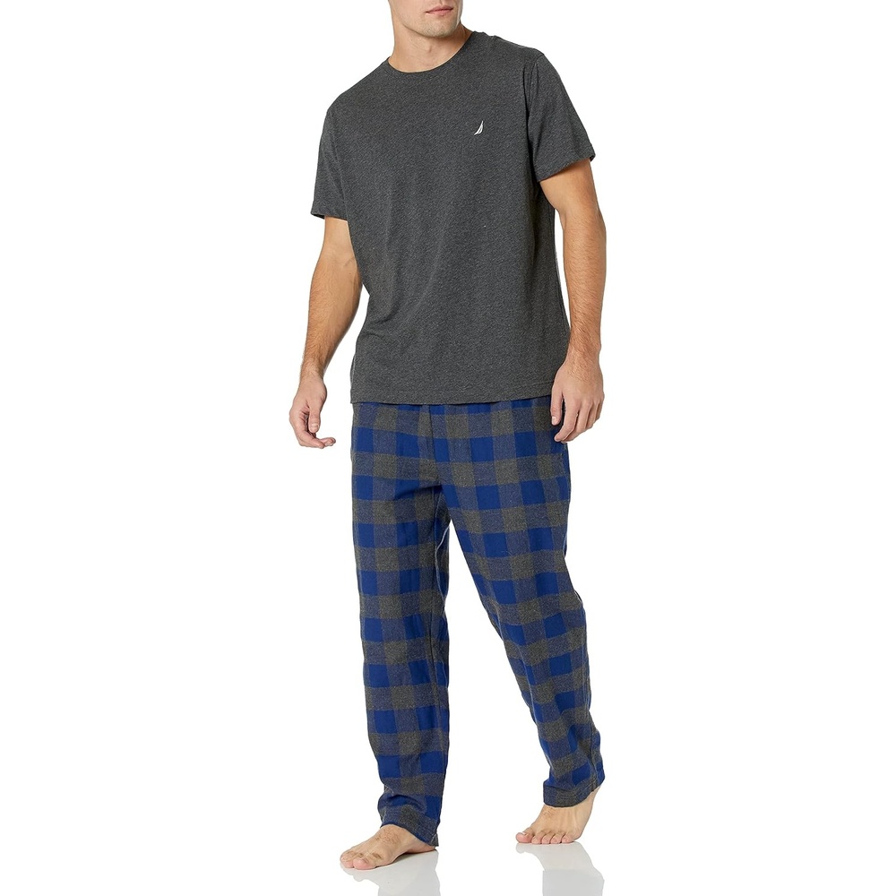 image:imageNautica Mens Flannel Pajama SetCharcoal Heather