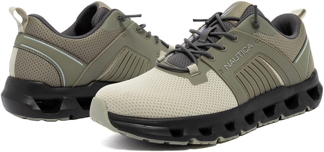 image:imageNautica Mens Running Sneakers Sport Fashion LaceUp Athletic Soft Shoes for Gym Tennis Men Cushioned Breathable Lightweight amp ComfortableOlive Grey Mix