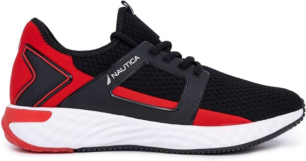 image:imageNautica Mens Sneakers Athletic Comfortable Casual LaceUp Fashion Walking ShoesBlack Red Aron