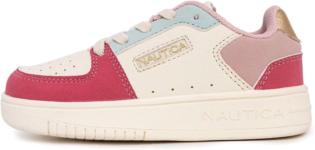 image:imageNautica Girls Sneakers Stylish LowTop Tennis Shoes with Cushioned Insole for Everyday Wear Toddler Little Kids and Big Kids LaceUpBungeeBone Coral Sky